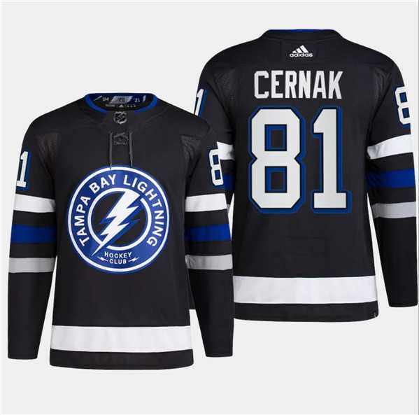Mens Tampa Bay Lightning #81 Erik Cernak Black 2024 Stadium Series Stitched Jersey Dzhi